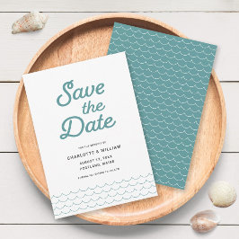 Seafoam Waves Save the Date Card セーブザデート