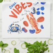 Seafood Beach Fisherman Ocean Tropical Quote  キッチンタオル (折り畳み)