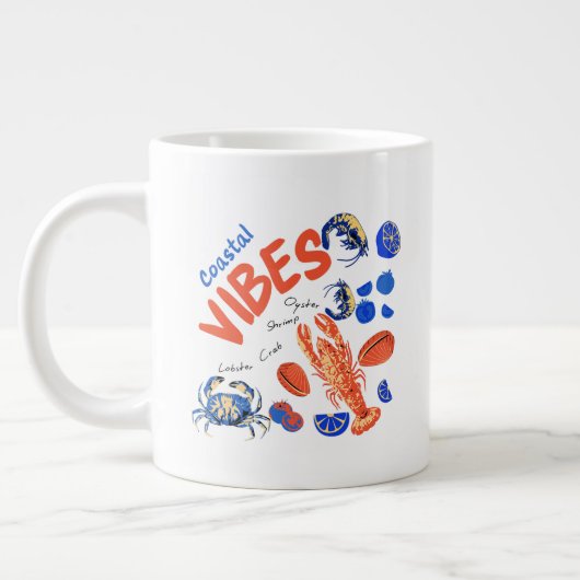 Seafood Beach Fisherman Ocean Tropical Quote  ジャンボコーヒーマグカップ (左)