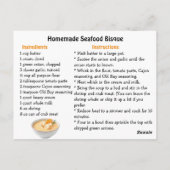 Seafood Bisque Recipe Card ポストカード (裏面)