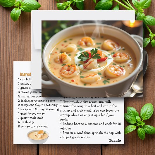 Seafood Bisque Recipe Card ポストカード