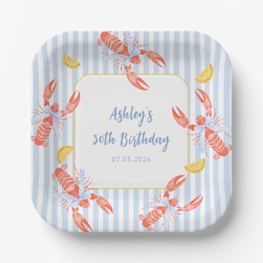 Seafood Boil Lobster Bake Birthday Paper Plates ペーパープレート (正面)