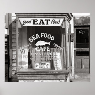Seafood Cafe, 1937. Vintage Photo ポスター