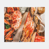 Seafood cuisine plate as an ocean gourmet dinner b フリースブランケット (正面(横))
