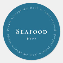 Seafood-Free Request Sticker, Navy - White ラウンドシール
