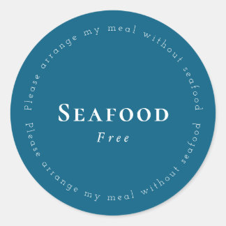 Seafood-Free Request Sticker, Navy - White ラウンドシール