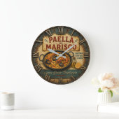 Seafood Paella Spanish Kitchen Rustic Restaurant  ラージ壁時計 (ホーム)