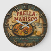 Seafood Paella Spanish Kitchen Rustic Restaurant ラージ壁時計 (正面)