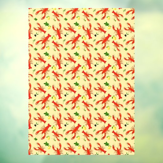 Seafood Restaurant Lobster Pattern Large ウィンドウサイン (シート3)