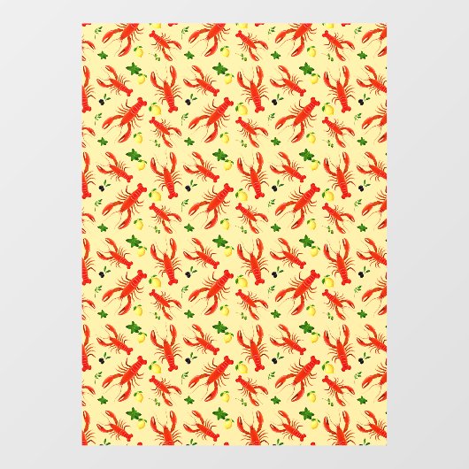 Seafood Restaurant Lobster Pattern Large ウィンドウサイン (シート)
