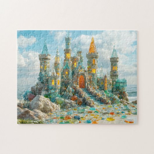 Seaglass Castle Coastal Ocean Crystal Palace ジグソーパズル (横)