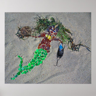 SeaGlassMermaid11x14ラップ ポスター