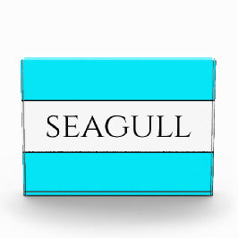 SEAGULLおもしろいブライトかわいらしスカイブルー白ストライプ フォトブロック