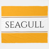 SEAGULLブライトオレンジイエローホワイトレーシングストライプ フリースブランケット (正面(横))