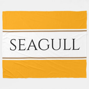 SEAGULLブライトオレンジイエローホワイトレーシングストライプ フリースブランケット