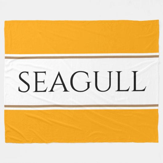 SEAGULLブライトオレンジイエローホワイトレーシングストライプ フリースブランケット (正面(横))