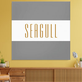 SEAGULLミディアムグレー白ワイド夏ストライプ キャンバスプリント