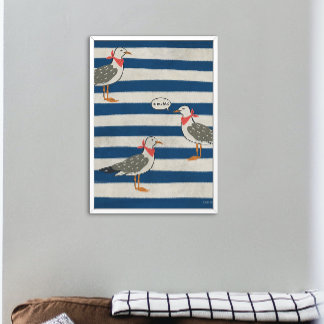 Seagullミニマリストのフラットポスター ポスター