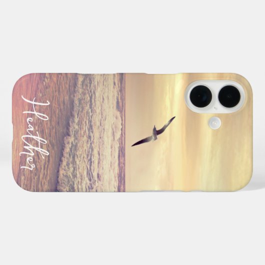 Seagull at Florida Sunrise Beach Name Case-Mate iPhoneケース (裏面 (横))