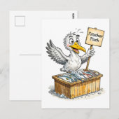 Seagull at Fresh Fish Stand on the Coast ポストカード (正面/裏面)