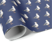 Seagull Bird Beach Ocean Coast Blue Watercolor ラッピングペーパー (ロールコーナー)