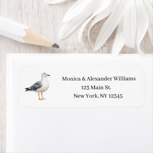 Seagull Bird Ocean Coast Beach Return Address ラベル (インサイチュ)