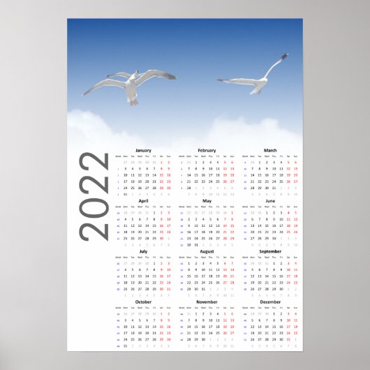 Seagull Calendar 2022ポスター – 月曜日1日 ポスター (正面)