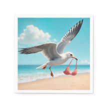 Seagull Flying With a Bikini Top