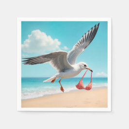 Seagull Flying With a Bikini Top スタンダードカクテルナプキン