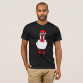 Seagull Grumpy Santa Hat Middle Finger Angry XMas Tシャツ (正面フル)