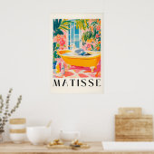 Seagull in Bathtub Art Print Funny Matisse Style ポスター (キッチン)