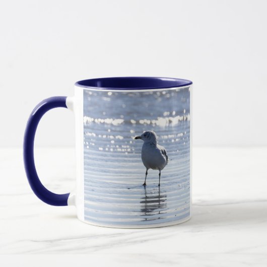 Seagull in Ocean Photo Mug マグカップ (左)