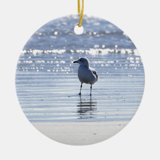 Seagull in Ocean Photo Ornament  セラミックオーナメント (正面)