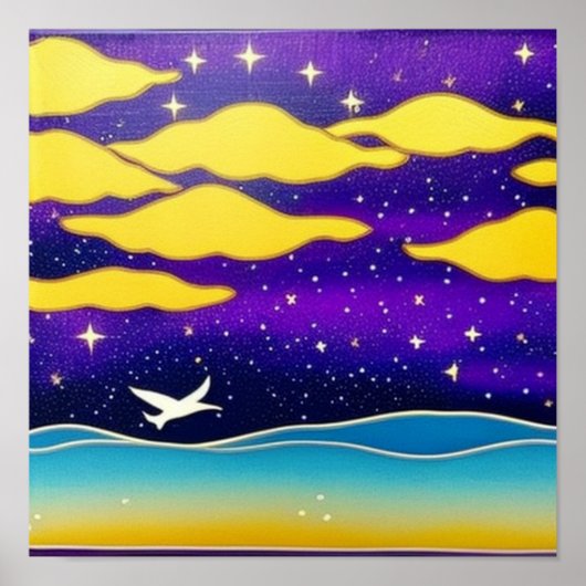 Seagull in the Clouds Poster ポスター (正面)