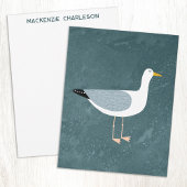 Seagull Nautical Coastal Bird Personalized ノートカード