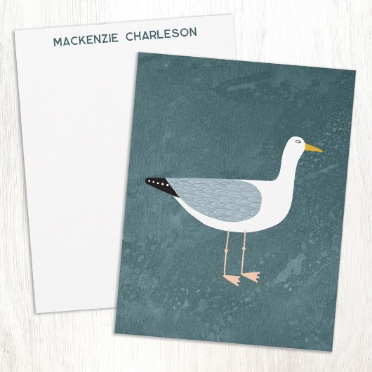 Seagull Nautical Coastal Bird Personalized ノートカード