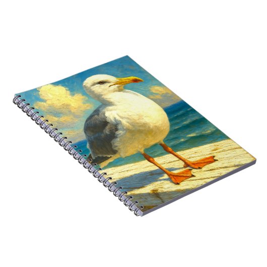 Seagull Notebook | Coastal Beach Bird Art Journal ノートブック (右側)