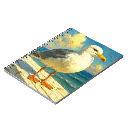 Seagull Notebook | Coastal Beach Bird Art Journal ノートブック (左側)