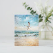 Seagull Ocean Bird Beach Coastal  ポストカード (スタンド正面)