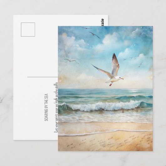 Seagull Ocean Bird Beach Coastal ポストカード (正面/裏面)