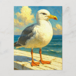 Seagull Postcard | Coastal Beach Bird Art シーズンポストカード