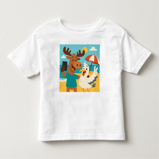 Seagull Selfie – Funny Beach T-Shirt for Kids トドラーTシャツ (正面)
