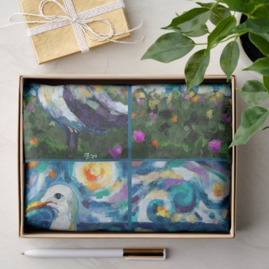 Seagull Van Gogh Style Beach Sky Decoupage 薄葉紙 (ギフト)