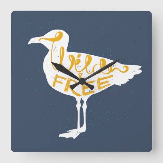 Seagull | Wild And Free スクエア壁時計 (正面)
