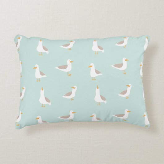 Seagulls in light teal アクセントクッション (正面)