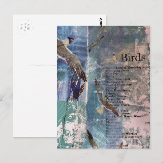 Seagulls list of birds mixed media collage ポストカード (正面/裏面)