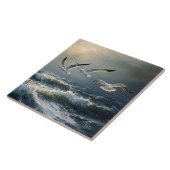 Seagulls Stormy Ocean Fine Art タイル (側面)