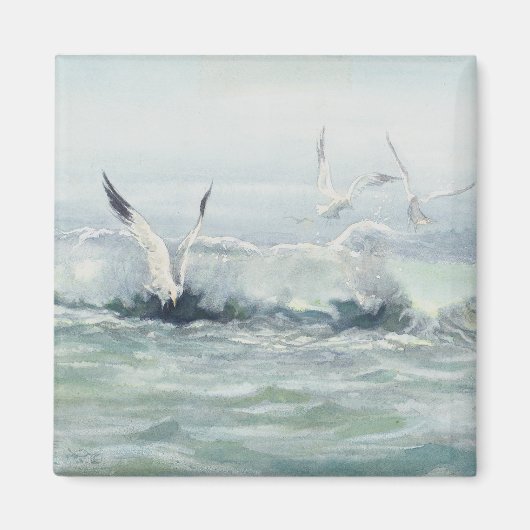 SEAGULLS & SURF by SHARON SHARPE マグネット (正面)
