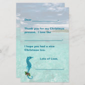 Seahorseクリスマスキッズ紙を書いてありがとう 便箋 (正面/裏面)