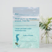 Seahorseクリスマスキッズ紙を書いてありがとう 便箋 (スタンド正面)